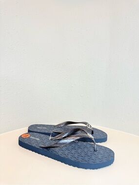 Michael Kors Signature Logo Glittery Navy Women’s Slides Size 11 NEW